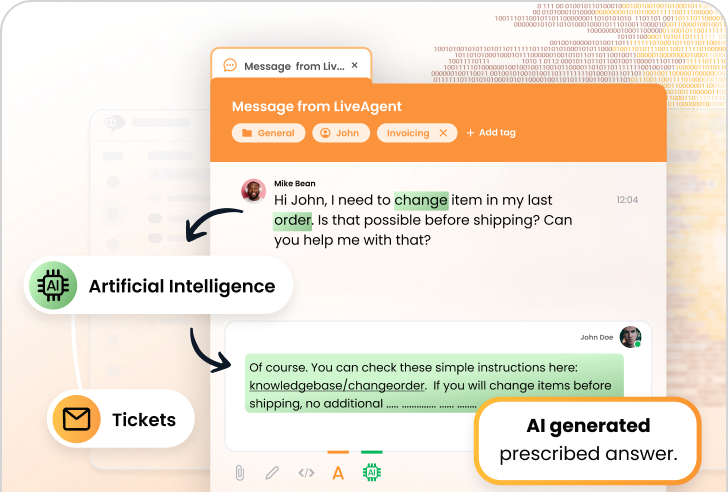 Funkcja AI Answer Composer LiveAgent