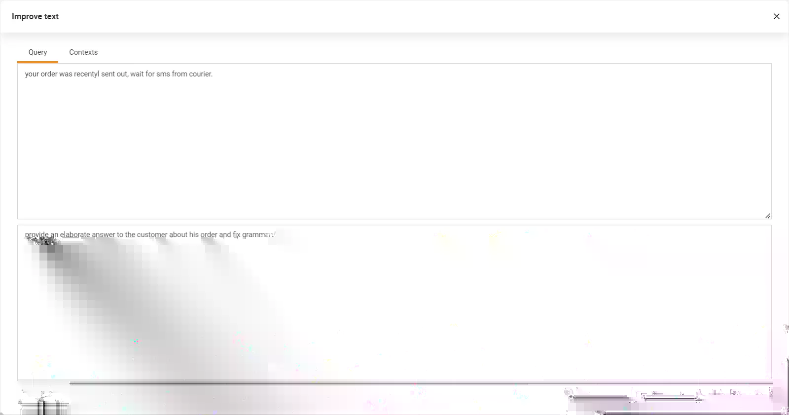 Obraz pokazujący funkcję Ulepsz tekst LiveAgent