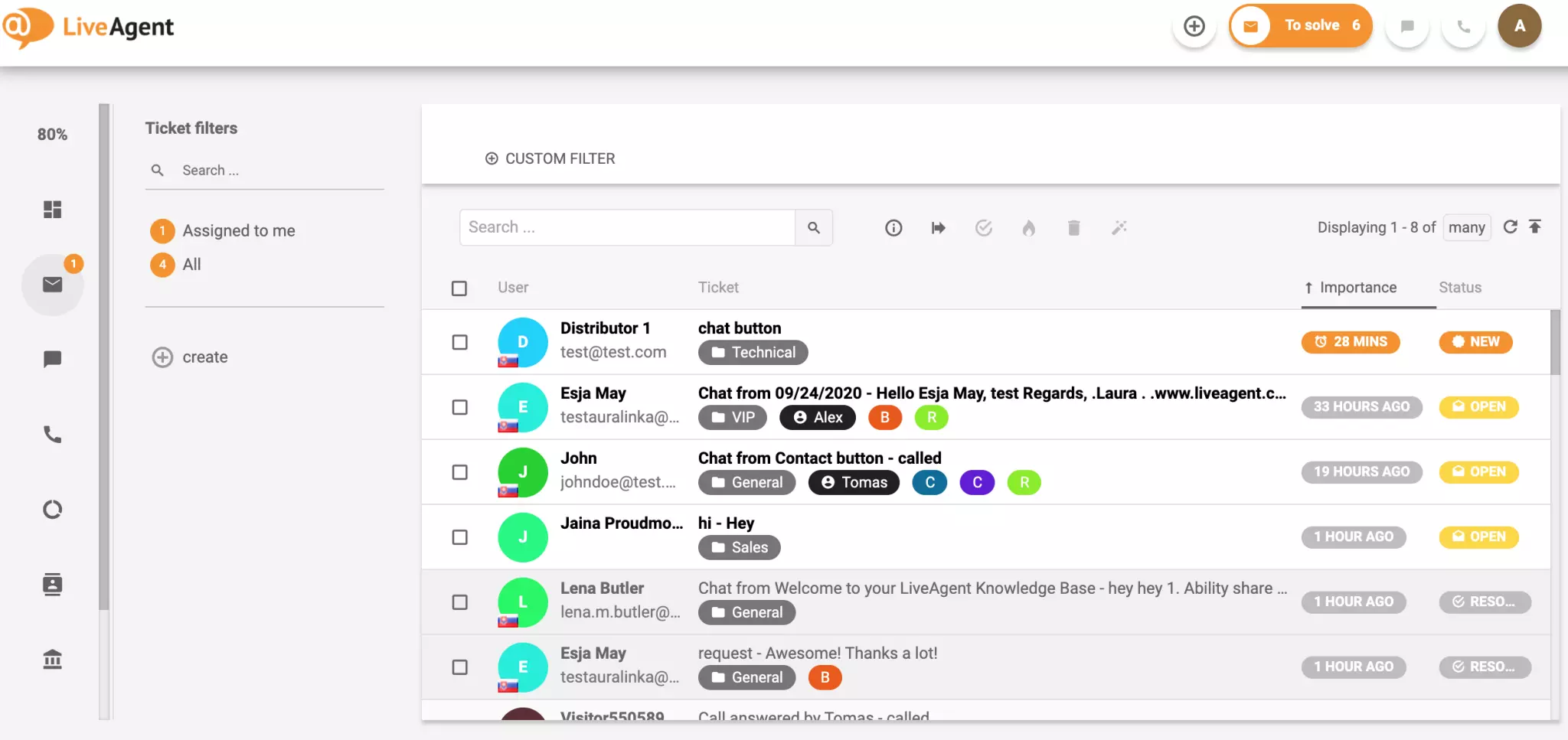 System ticketingu w LiveAgent