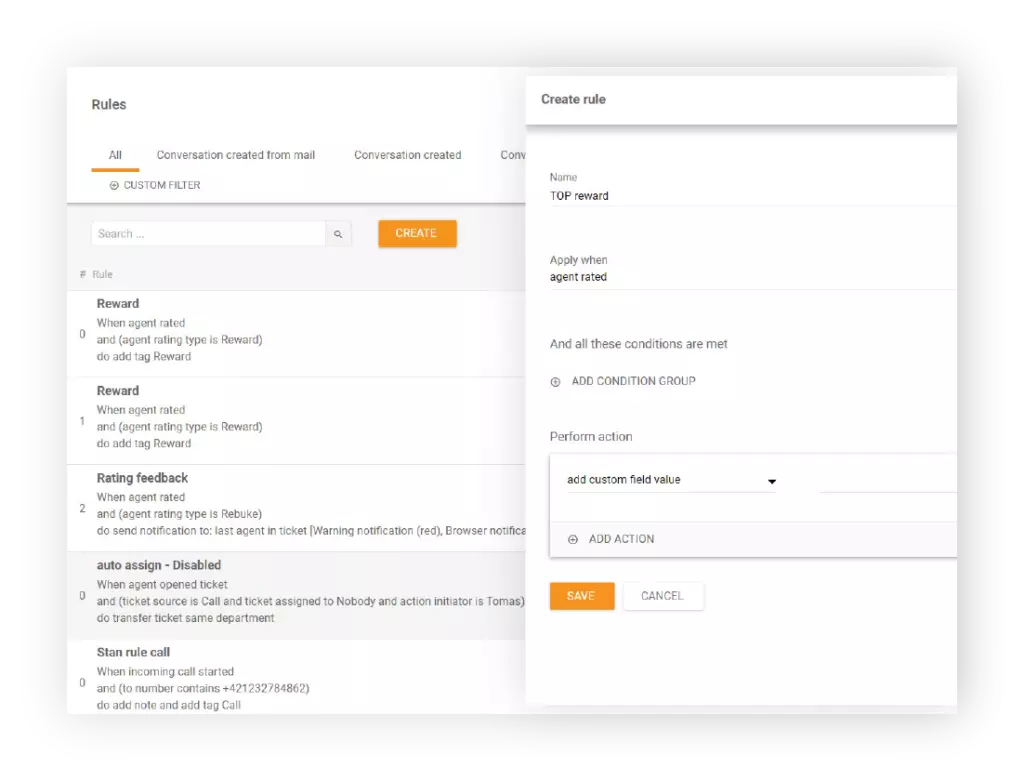 Utwórz regułę w LiveAgent