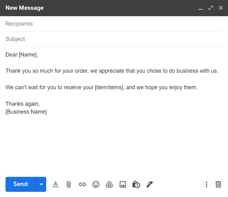 Szablon e-maila z podziękowaniem