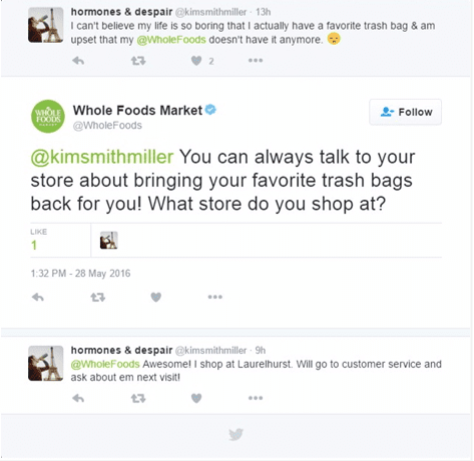 Odpowiedź Whole Foods na Twitterze