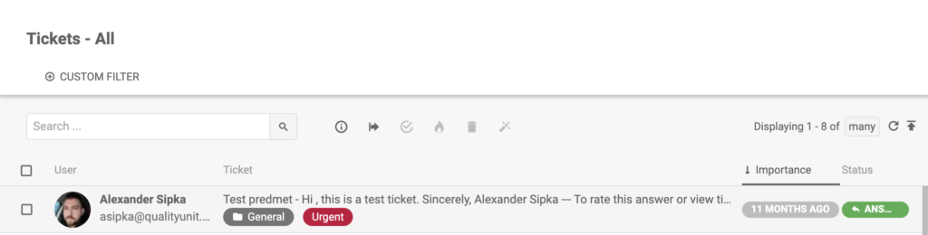 LiveAgent - tag pilny na tickecie