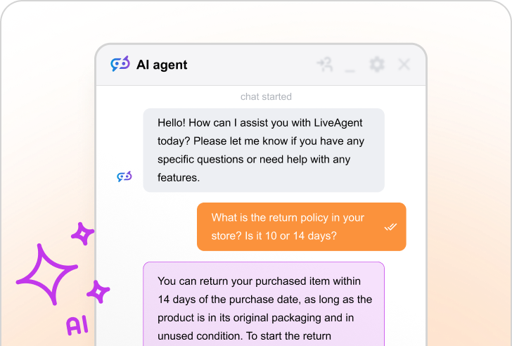 Funkcja chatbota AI LiveAgent