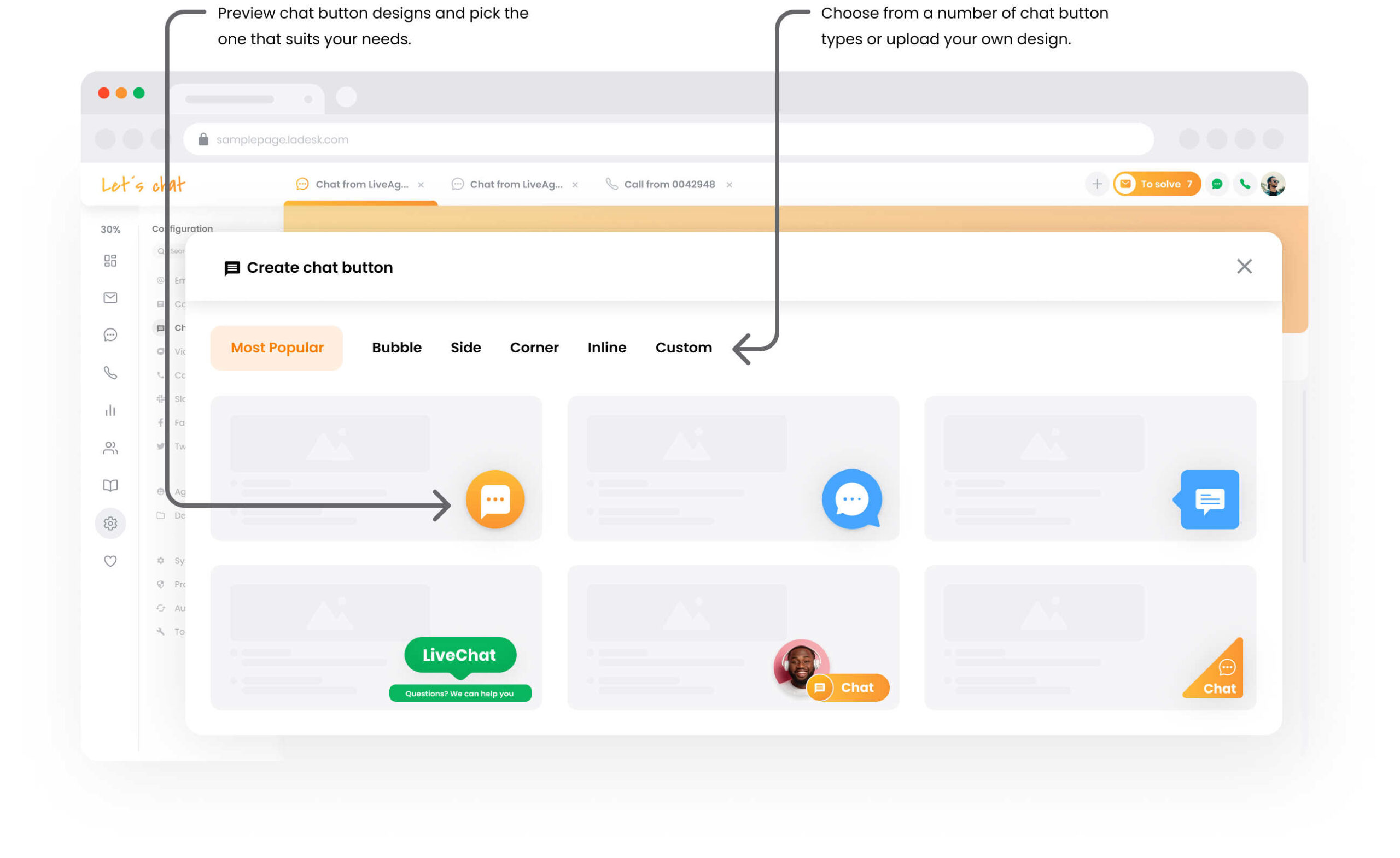 Galeria przycisków czatu LiveAgent