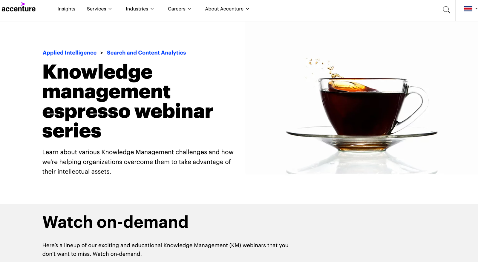 Zrzut ekranu zasobów Accenture udostępnianych poprzez zarządzanie wiedzą