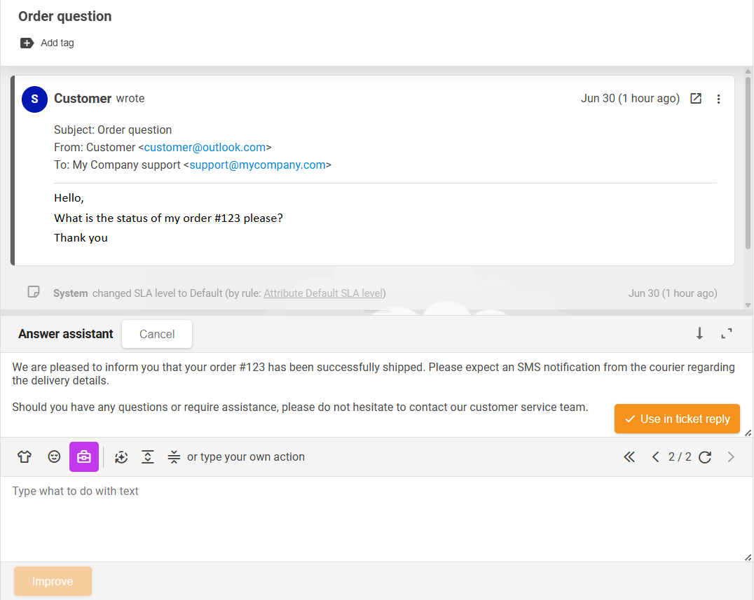 Przegląd funkcji asystenta AI Answer LiveAgent