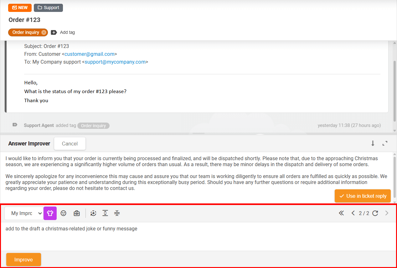 Edycja odpowiedzi za pomocą Answer Composer