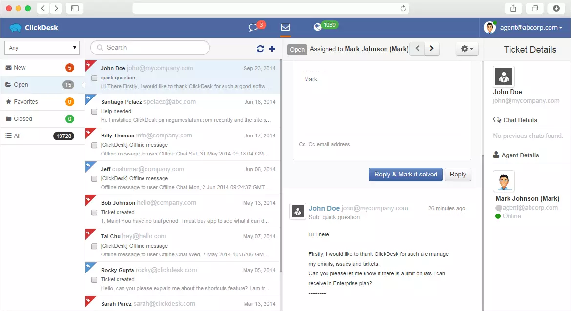 Pulpit nawigacyjny ClickDesk i czat na żywo