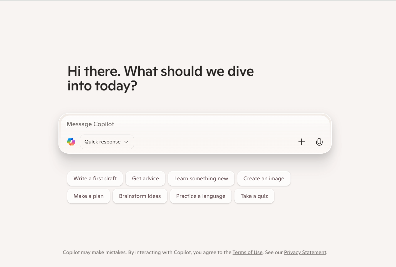 Przegląd okna interakcji Copilot by Microsoft