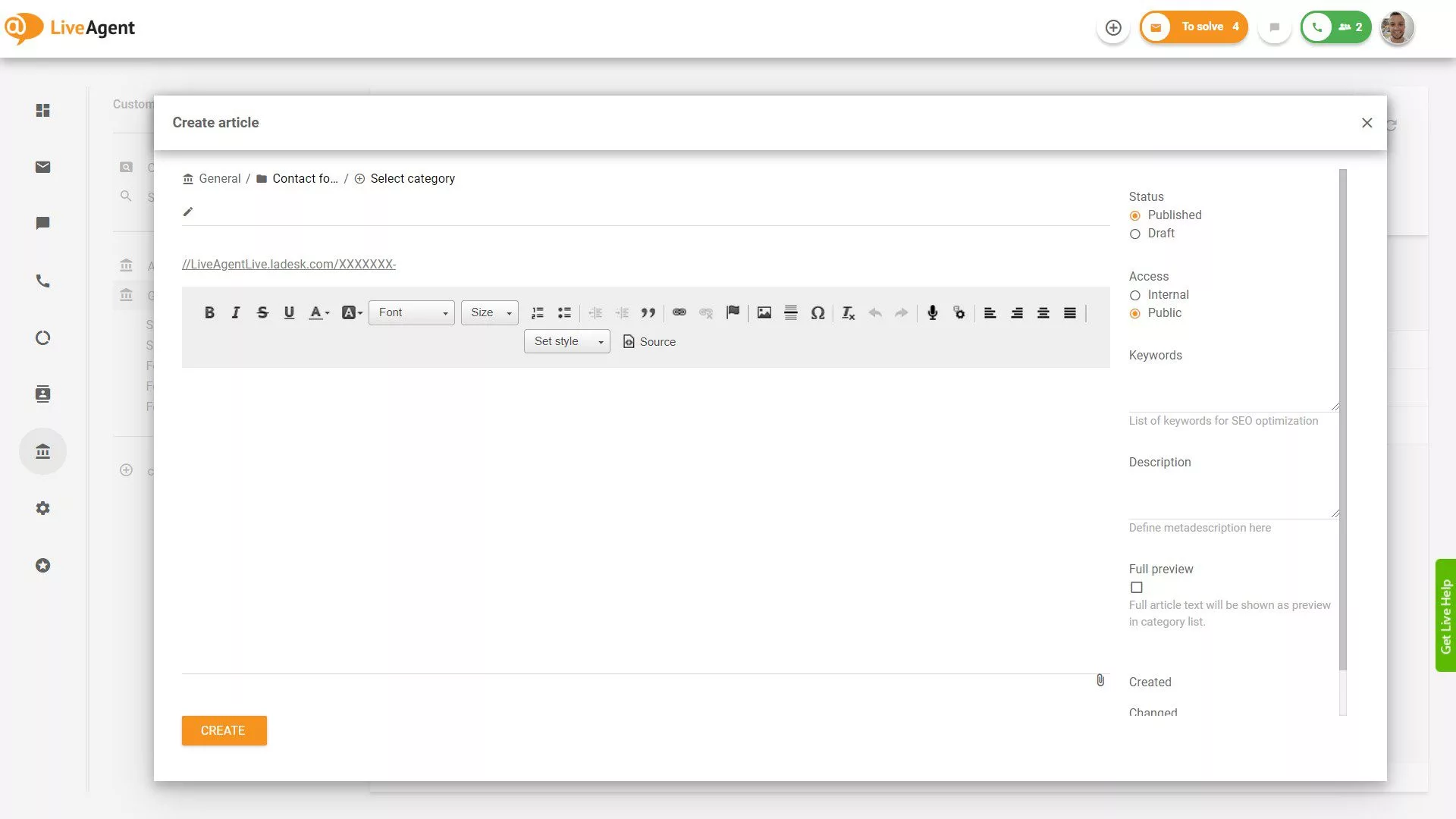 LiveAgent Tworzenie artykułu bazy wiedzy