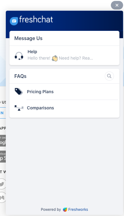 Okno czatu na żywo FreshChat