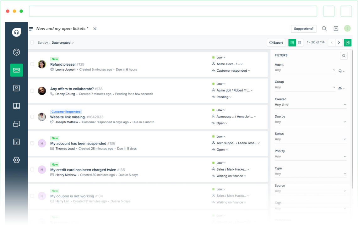 Otwarte zgłoszenia FreshDesk