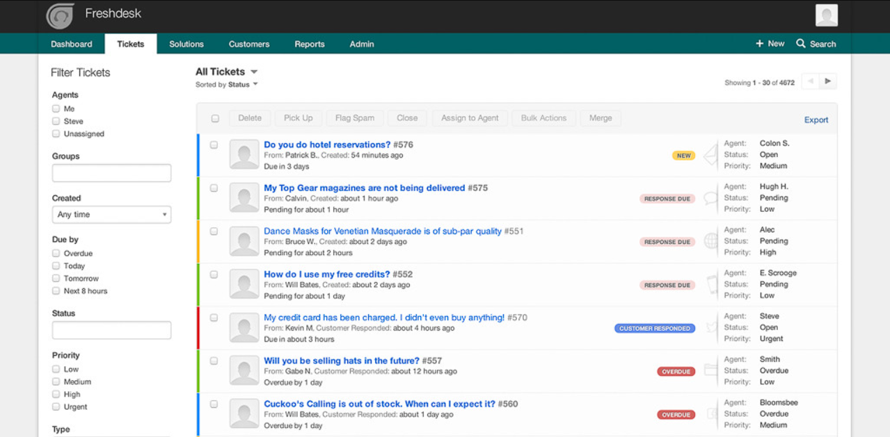 Aktywność zgłoszenia Freshdesk