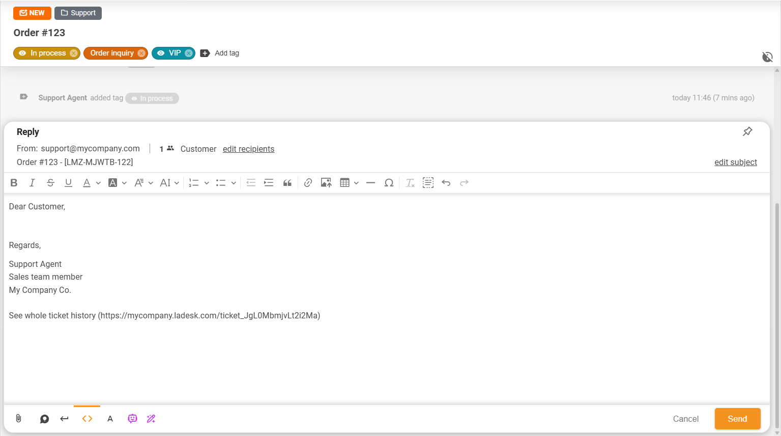 Funkcja przypięcia i odpięcia LiveAgent