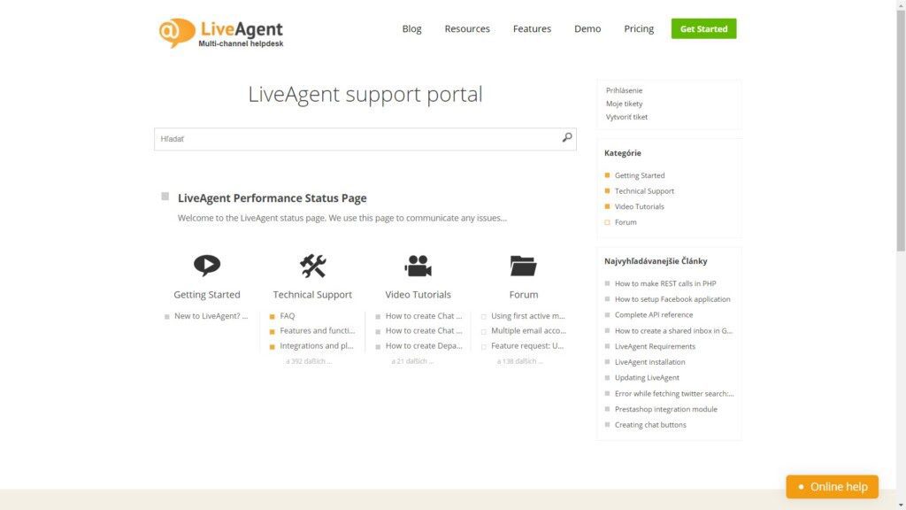 Portal wsparcia LiveAgent. Doskonały przykład łatwo przeszukiwalnej bazy wiedzy.