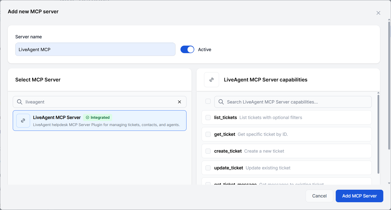 Nowy serwer MCP Liveagent został dodany do FlowHunt