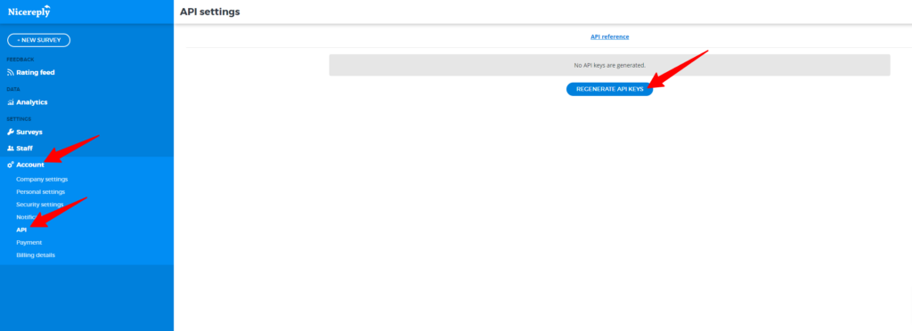 Jak wygenerować klucz API na koncie Nicereply