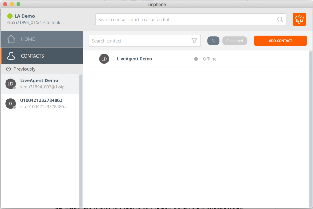 Interfejs softphone Linphone