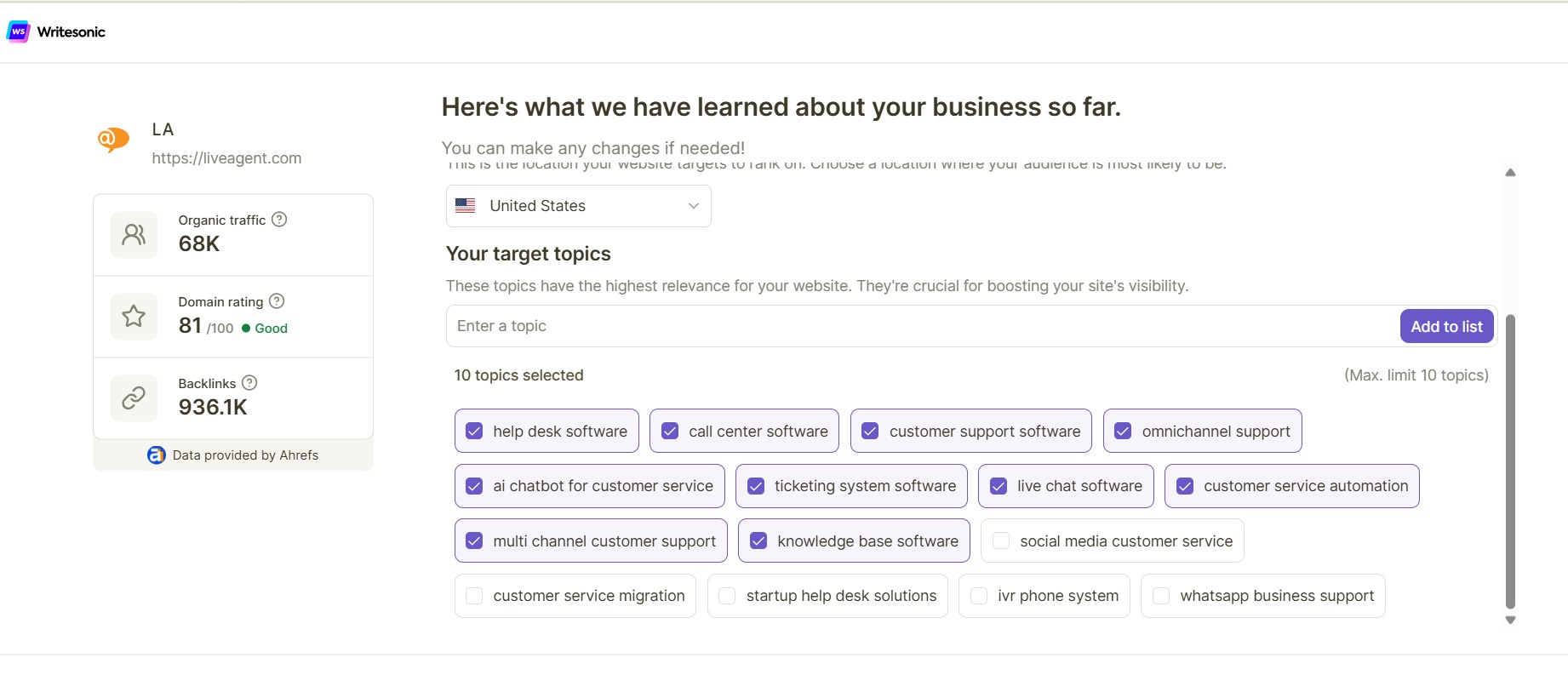 Przegląd audytu SEO witryny Writesonic AI