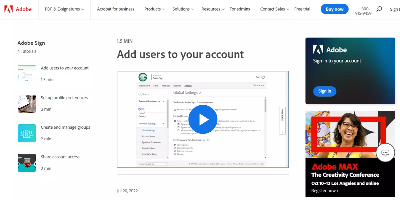 Przykład bazy wiedzy wideo Adobe