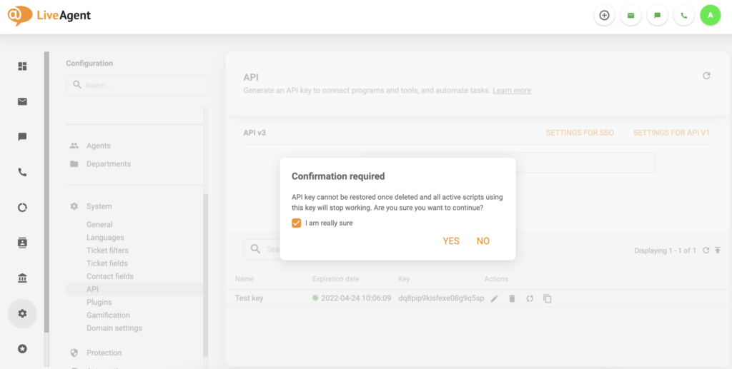 Potwierdzenie usunięcia API v3 z polem wyboru