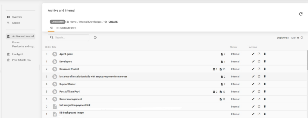Przykład wewnętrznej bazy wiedzy LiveAgent