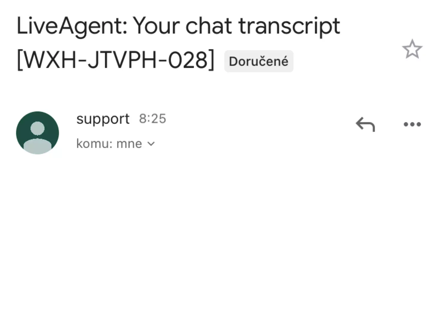 Zdjęcie pokazujące pusty transkrypt czatu z powodu błędu w poprzednich wersjach LiveAgent