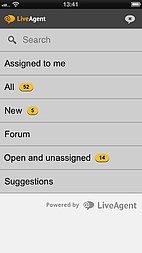 Interfejs aplikacji LiveAgent na iOS - zarządzanie zgłoszeniami