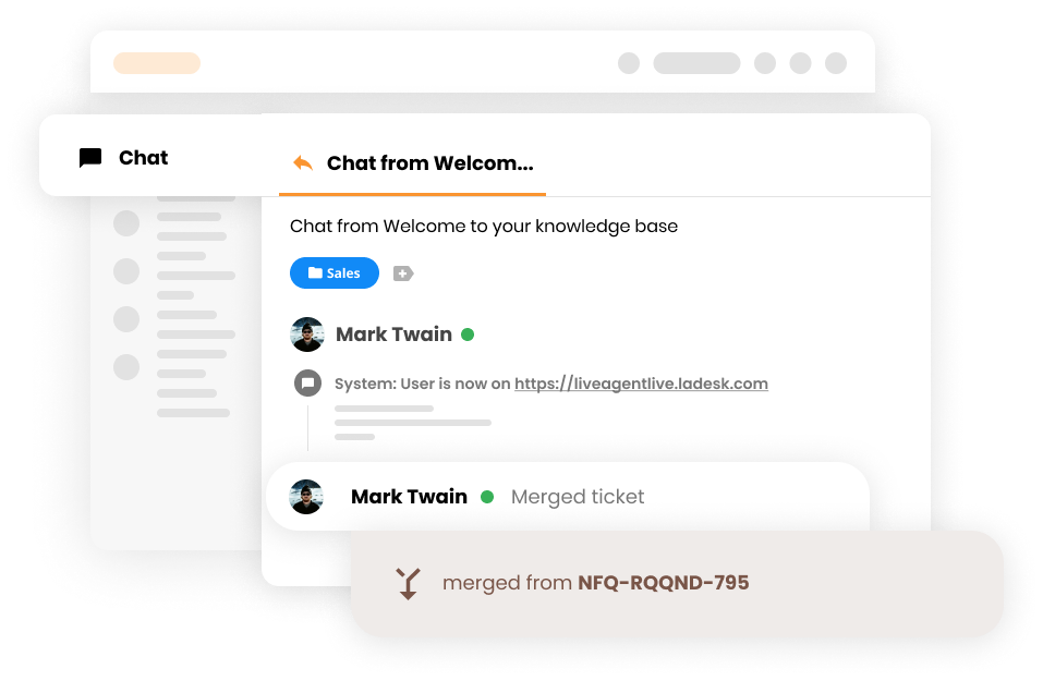 Wizualizacja funkcji scalania w LiveAgent