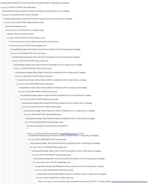Długi i niezorganizowany łańcuch e-mail.