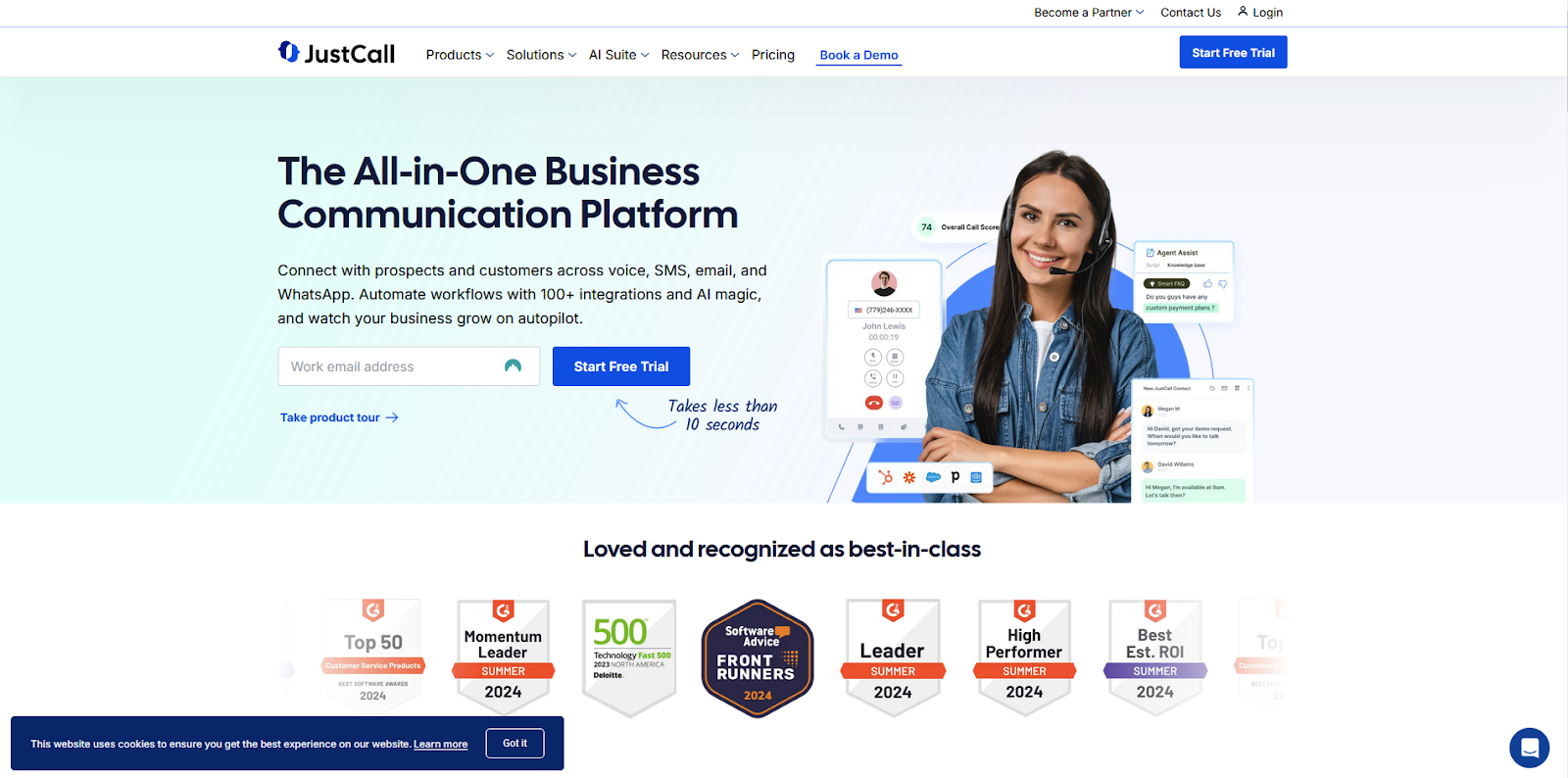 Strona główna oprogramowania call center JustCall