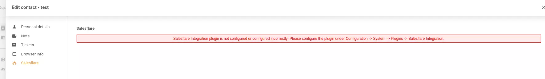 Nieprawidłowe komunikaty w konfiguracji integracji