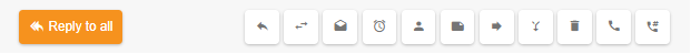 Przycisk Odpowiedz wszystkim z dodatkowymi ikonami akcji e-mail do przekazywania, usuwania i innych funkcji w oprogramowaniu LiveAgent