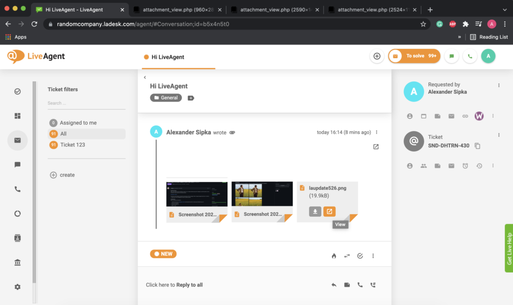 Załączniki w przeglądarce internetowej otwarte w wielu kartach