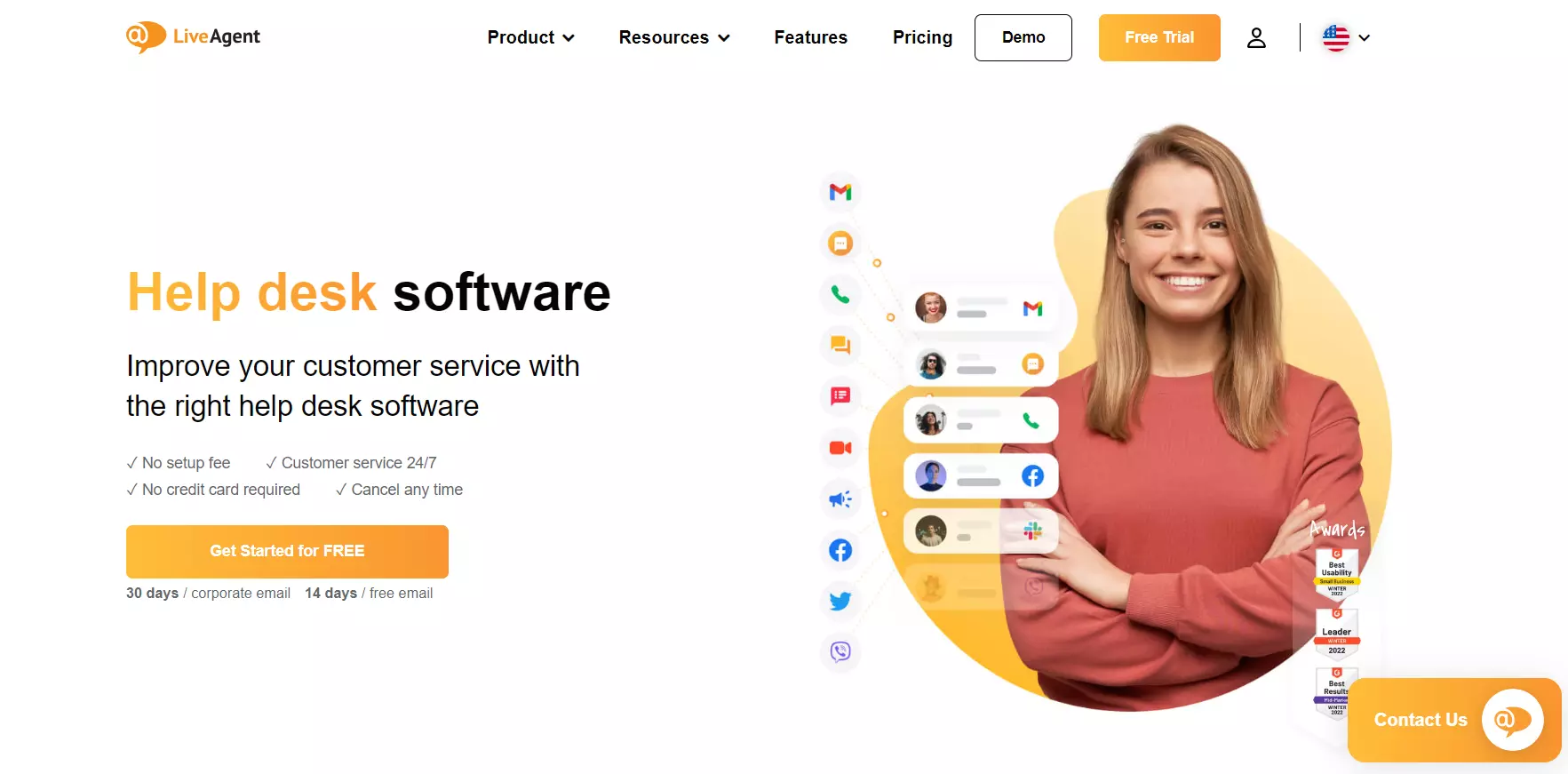 LiveAgent homepage, a Help Scout alternative for help desk software