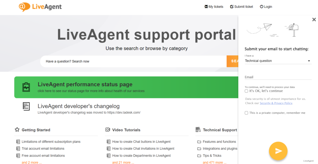 Portal wsparcia bazy wiedzy LiveAgent