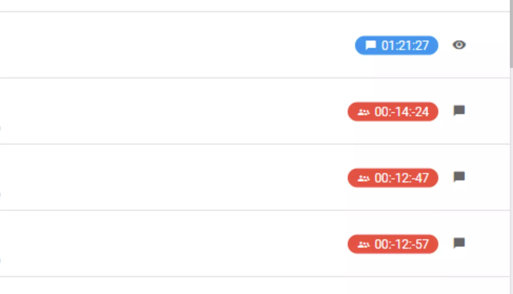 Zdjęcie pokazujące błąd z ujemnymi wartościami czasu podczas sesji czatu w poprzednich wersjach LiveAgent