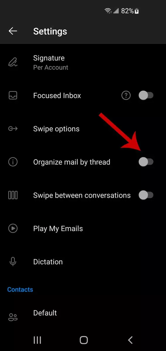Tworzenie wątków e-mail w Outlooku na urządzeniach mobilnych, krok 3