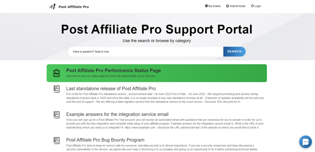 Portal wsparcia Post Affiliate Pro