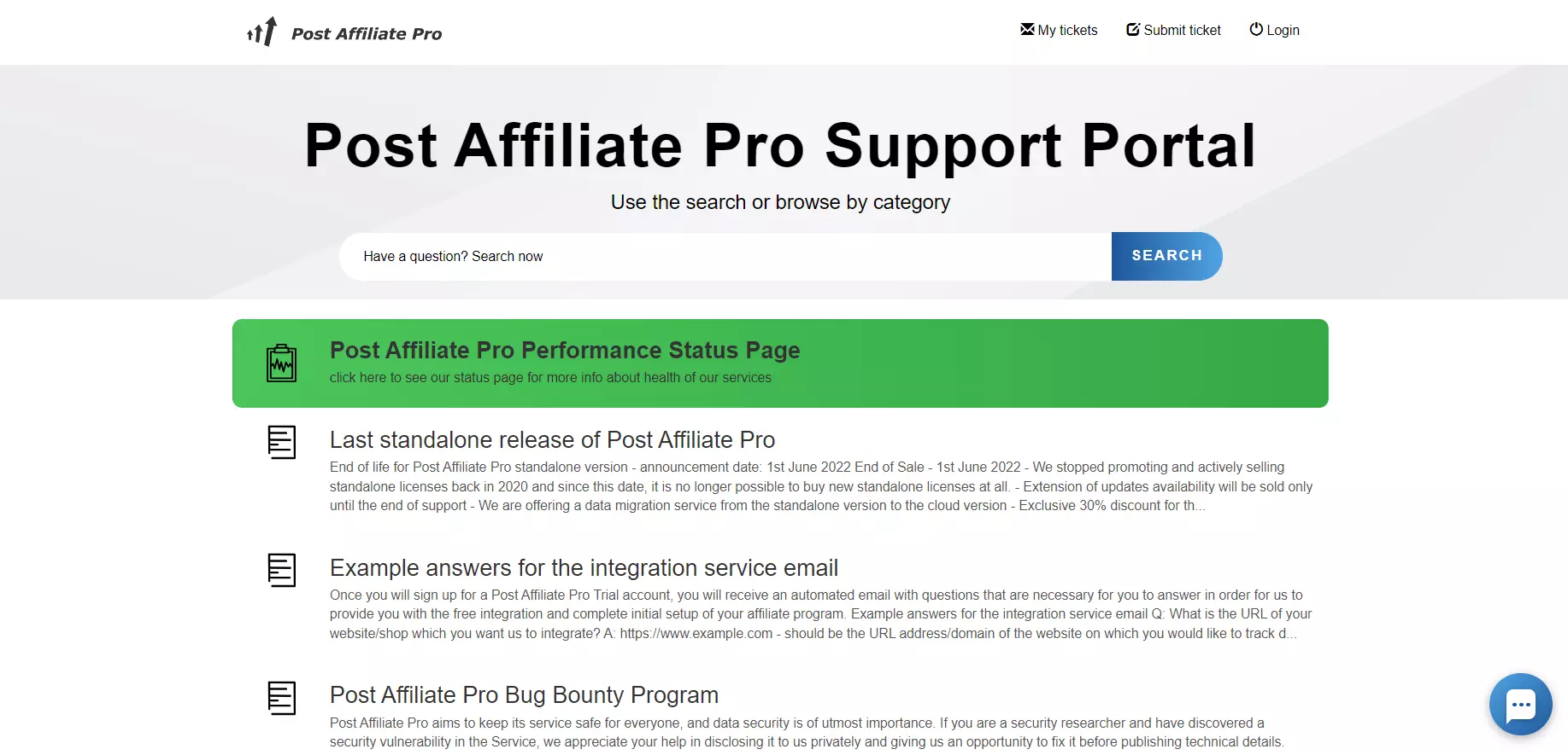 Portal wsparcia Post Affiliate Pro