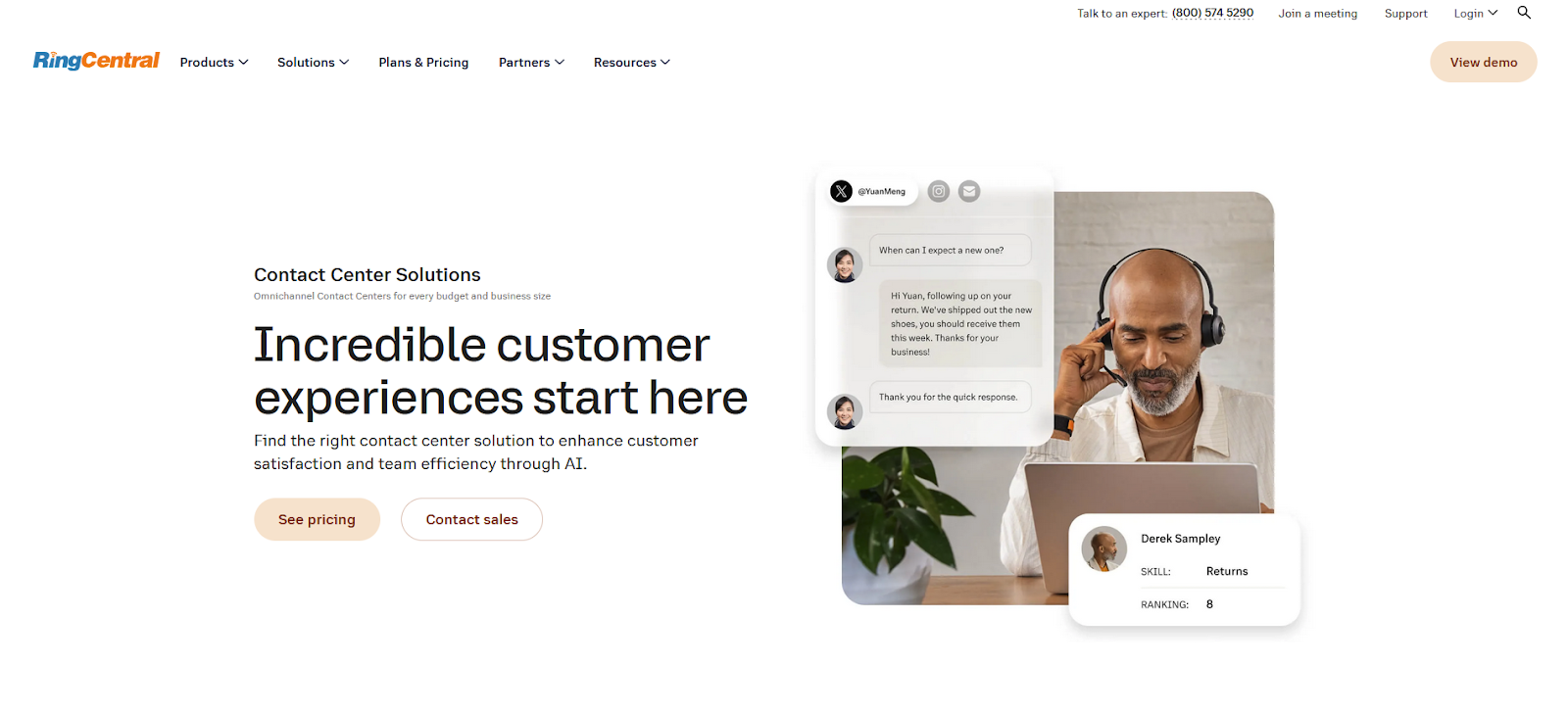 Strona główna oprogramowania RingCentral Contact Center