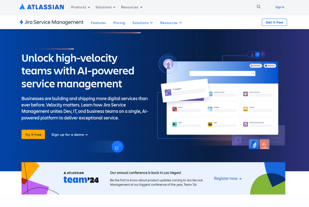 Strona główna Jira Service Management, alternatywa Help Scout dla oprogramowania help desk