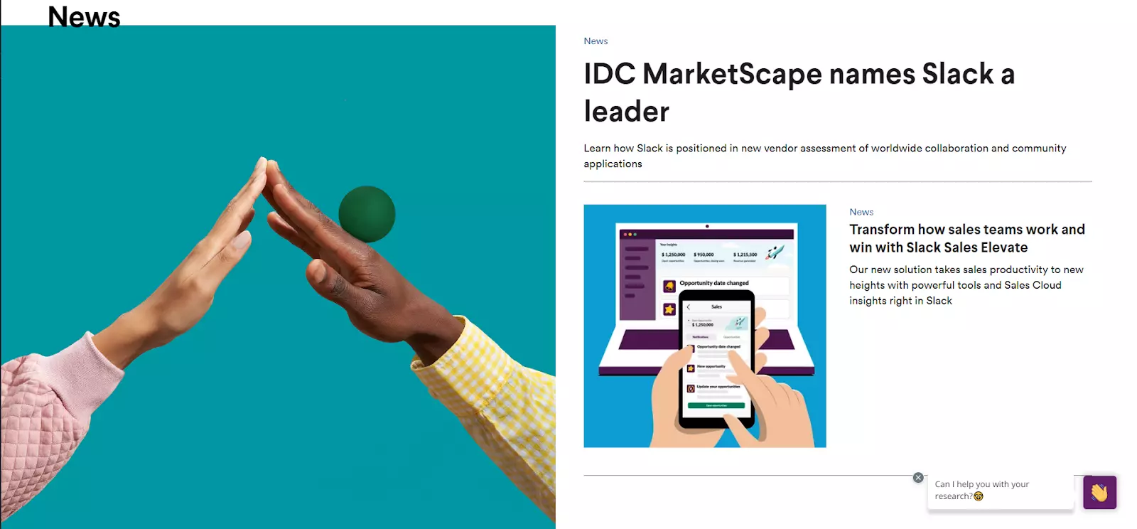 Zrzut ekranu strony bloga Slack