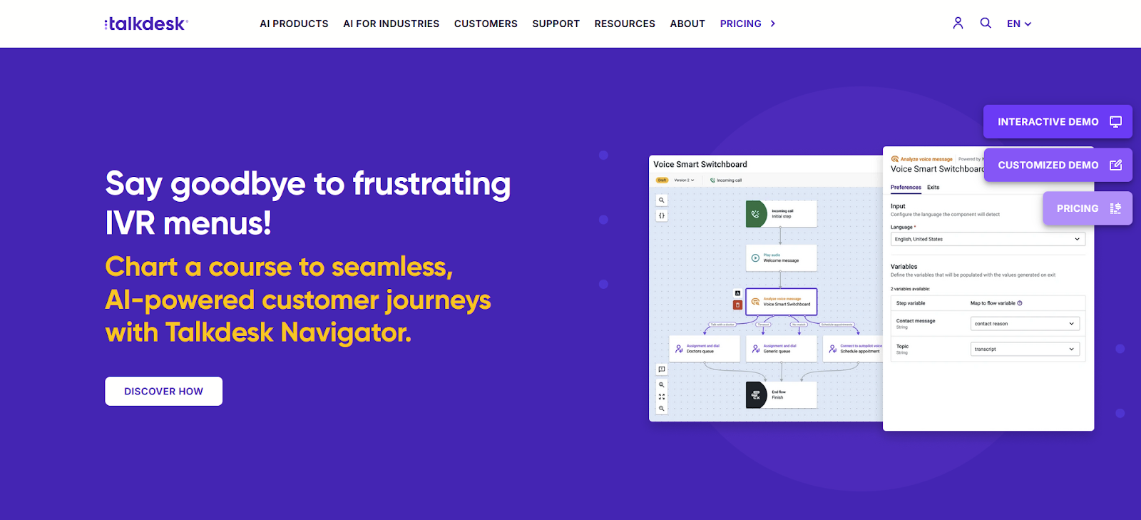 Strona główna oprogramowania call center Talkdesk