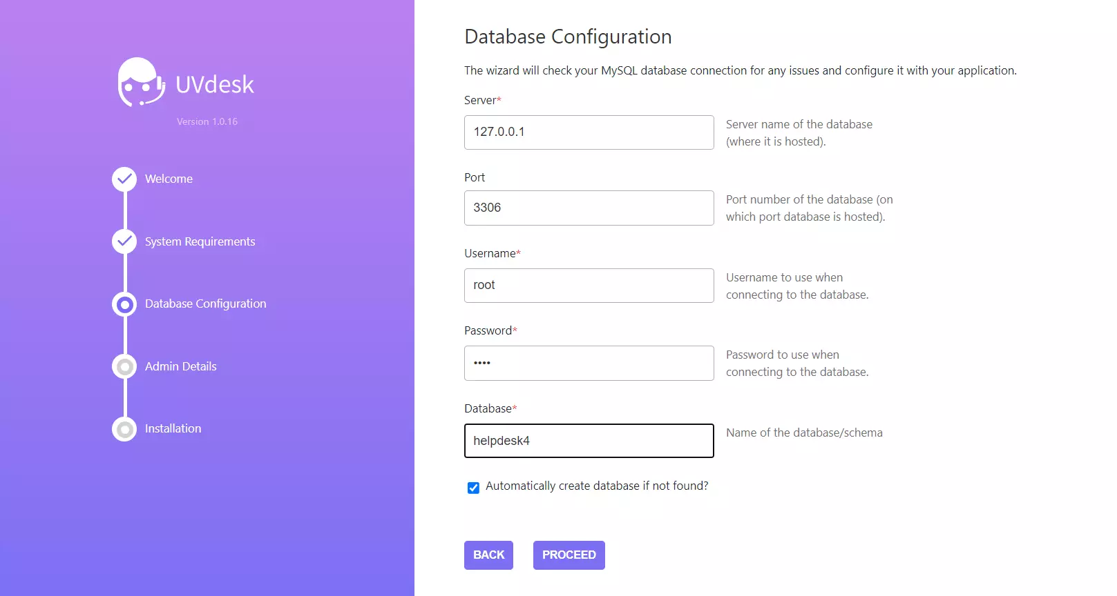 Przykład kreatora instalacji UVdesk