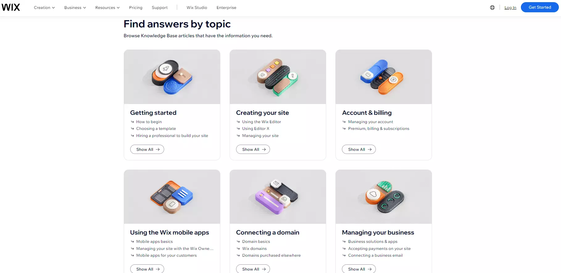 Kategoryzacja bazy wiedzy Wix