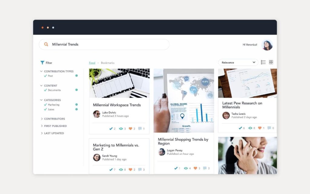Przykład rozwiązania bazy wiedzy dostarczonego przez Bloomfire