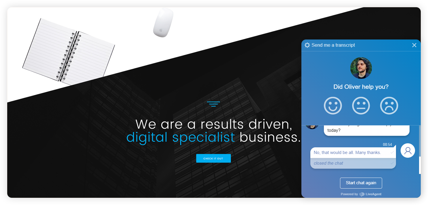 Przykład okna oceny agenta dla przedsiębiorstw