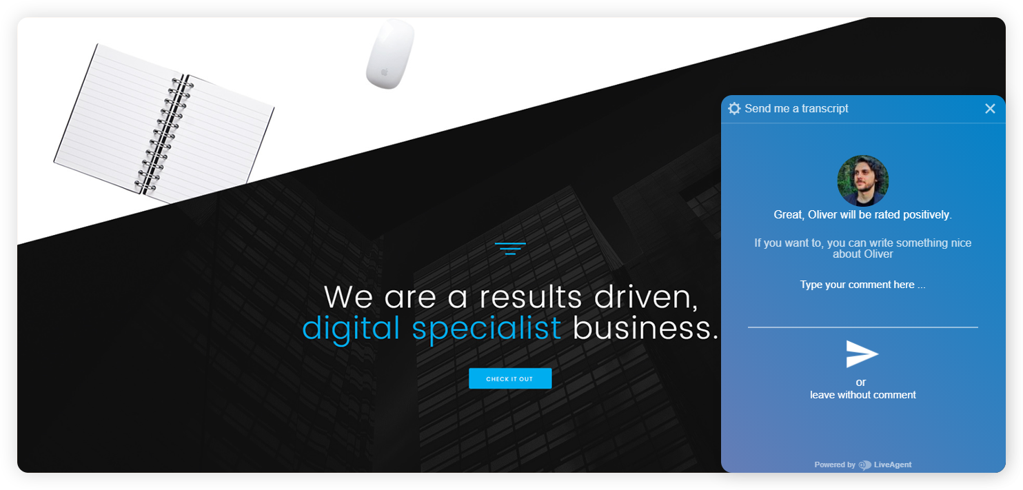 Przykład ankiety po czacie dla przedsiębiorstw